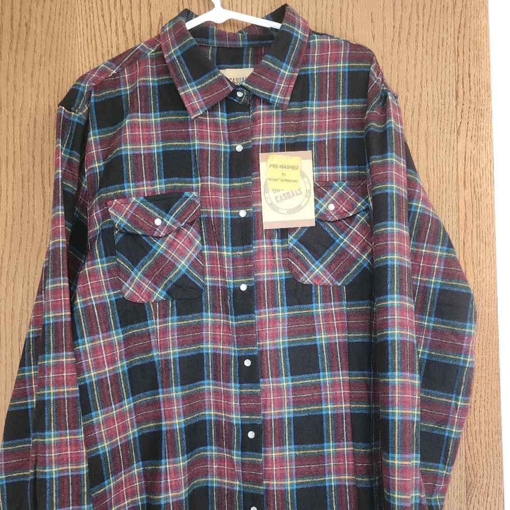 Women's plus size Pearl snap flannel